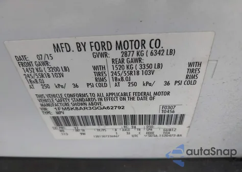 2016 Ford Police Interceptor z USA, uszkodzony, nr VIN 1FM5K8AR3GGA62792